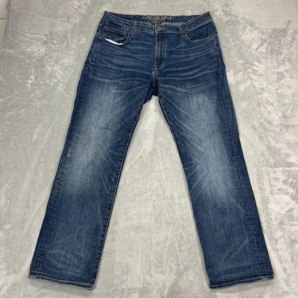 American Eagle Jeans Mens 36x30 Blue Denim Extreme Flex Original Straight Leg